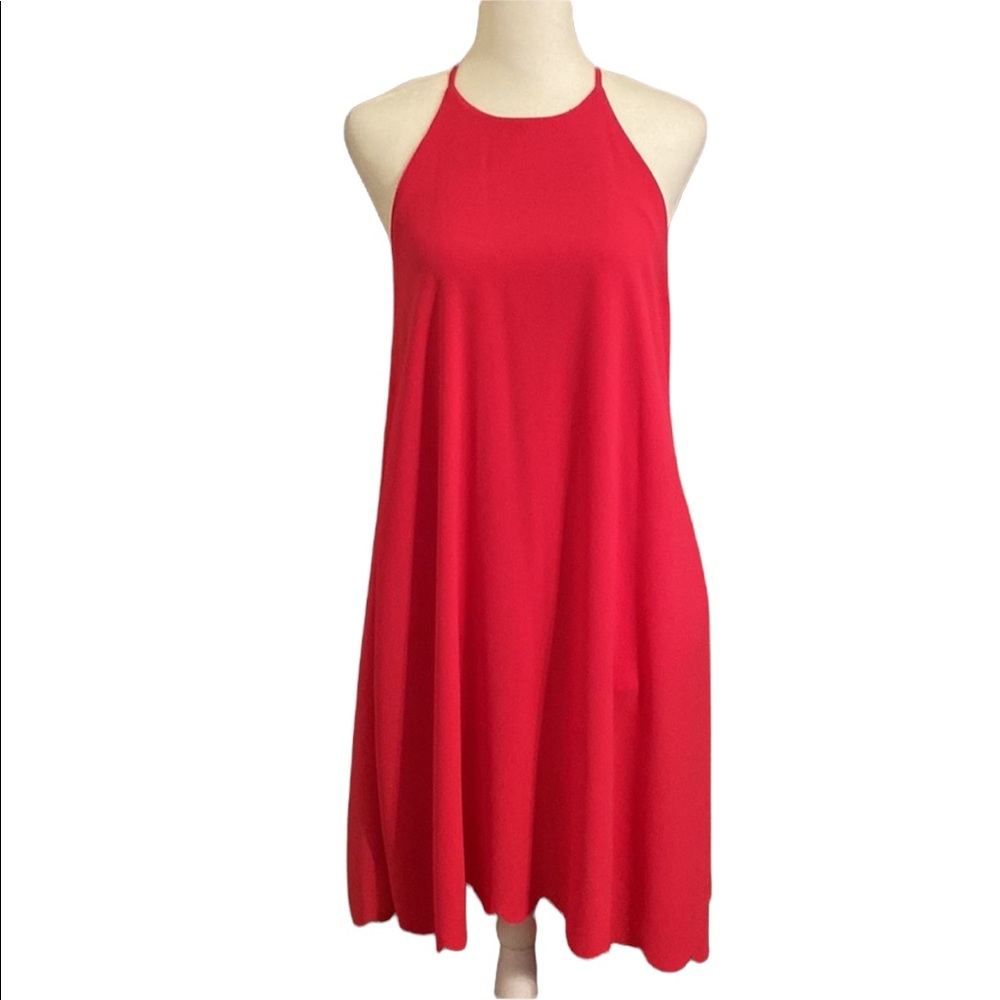 EVERLY ANTHROPOLOGIE hot pink halter chiffon dress